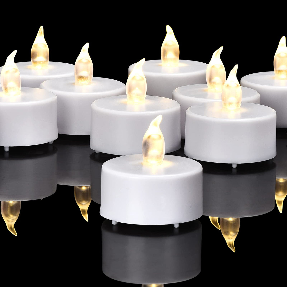 Flameless Tea Lights Candles, Led Battery Operated Electric Votive Fake Candles Realistic Flickering And 200+ Hours Long Lasting