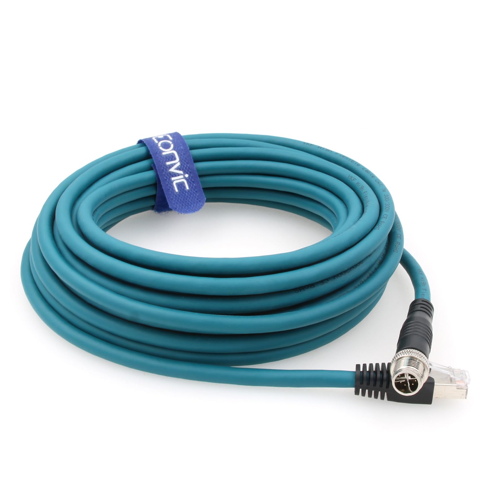 Eonvic Ethernet Shielded Cable M12 X Type 8 Position To Rj45 Waterproof Industrial Network High Flex Cable For Cognex (8M, Blue)