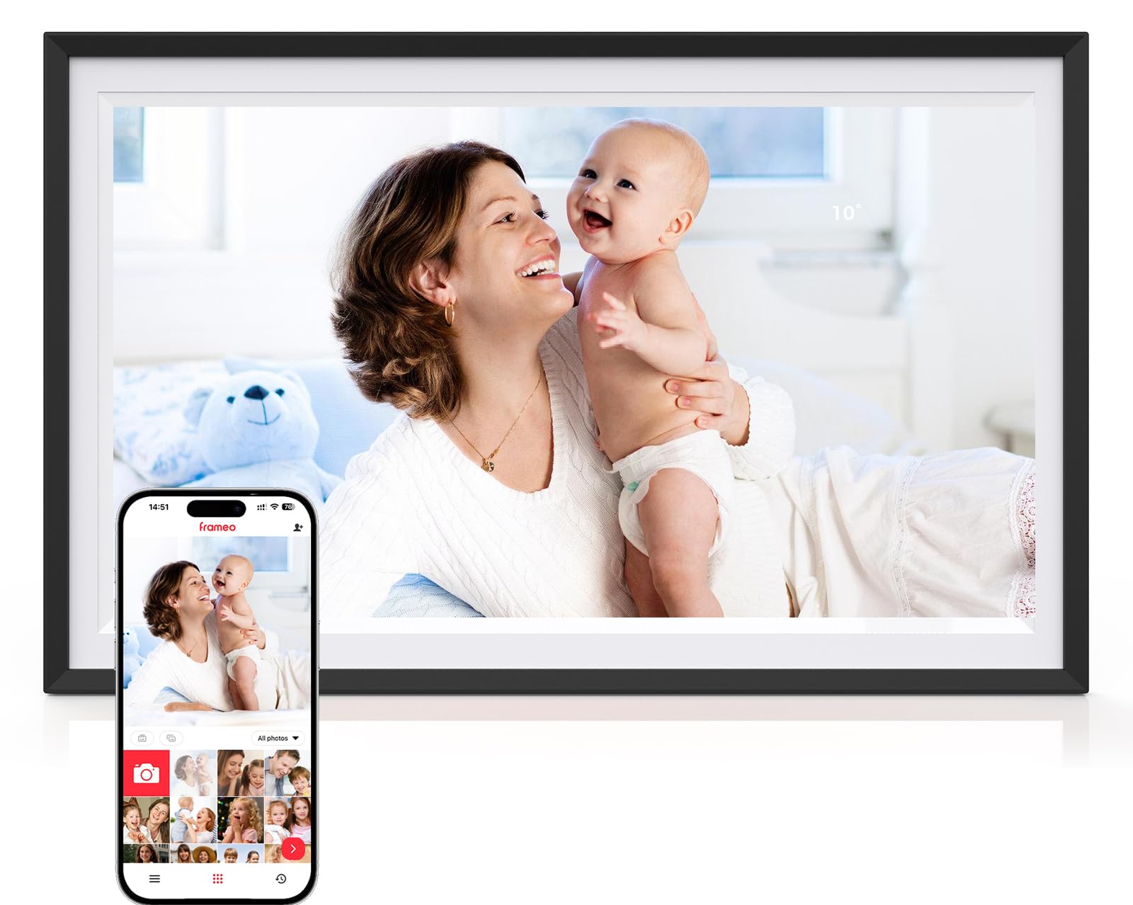 Digital Picture Frame,15.6 Inch Large Frameo Digital Photo Frame WiFi, 32GB,1920 * 1080 IPS HD Touch Screen,Tabletop&Wall-Mounte