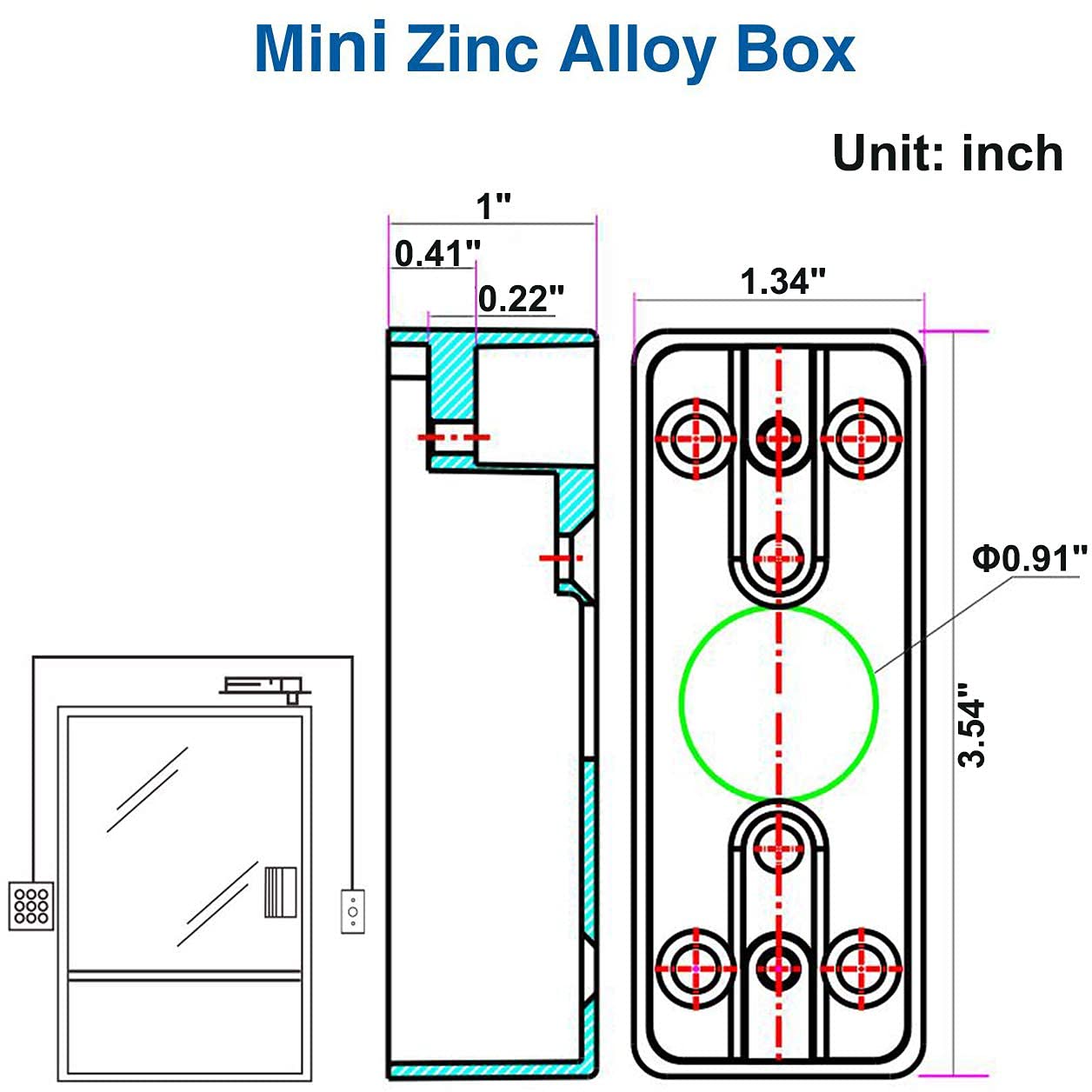 Uhppote Zinc Alloy Surface Mount Back Box Single Gang For Push To Exit Button