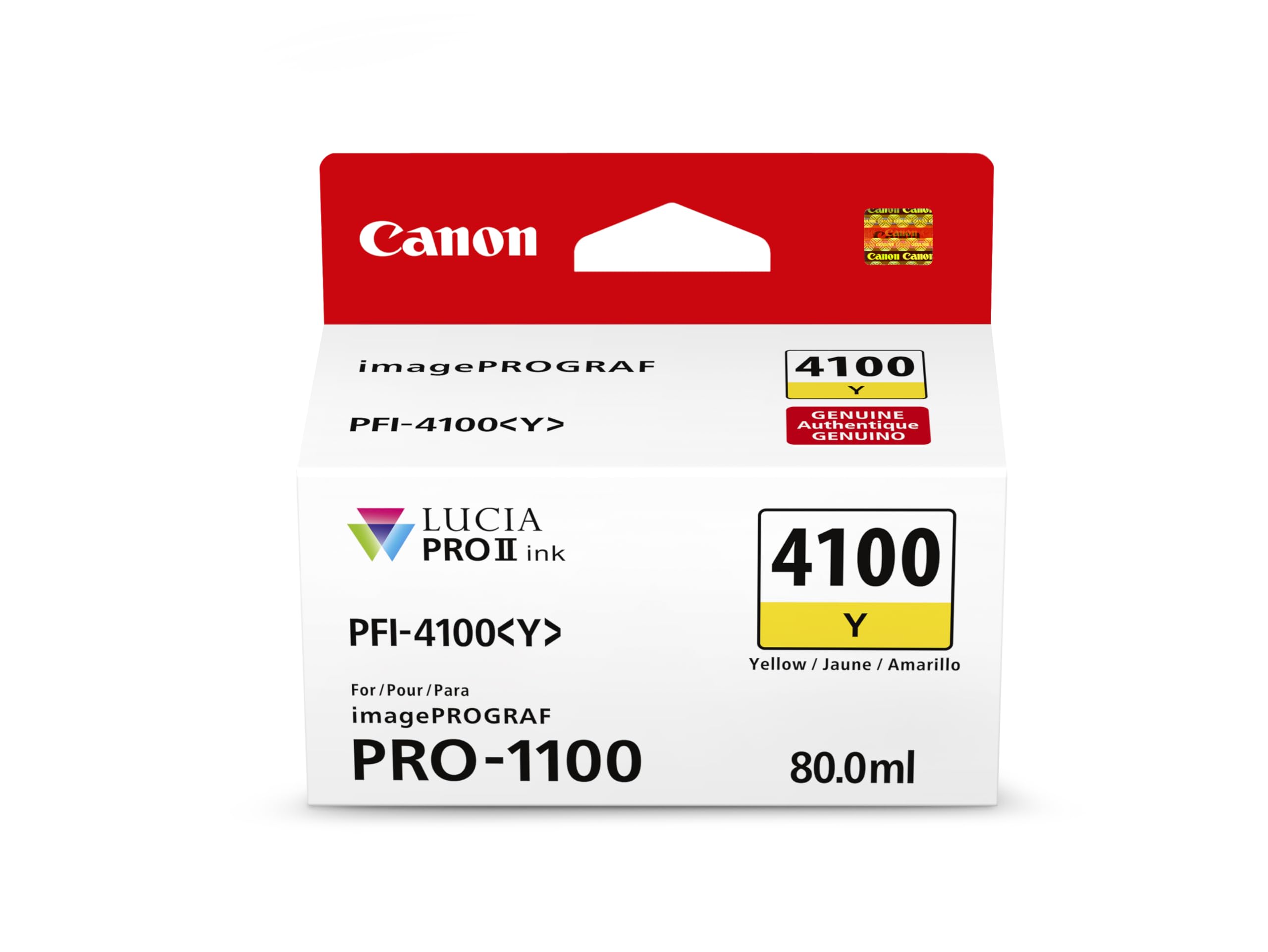 Canon PFI-4100 Genuine Yellow Ink Tank, Compatible with imagePROGRAF PRO-1100 Printers
