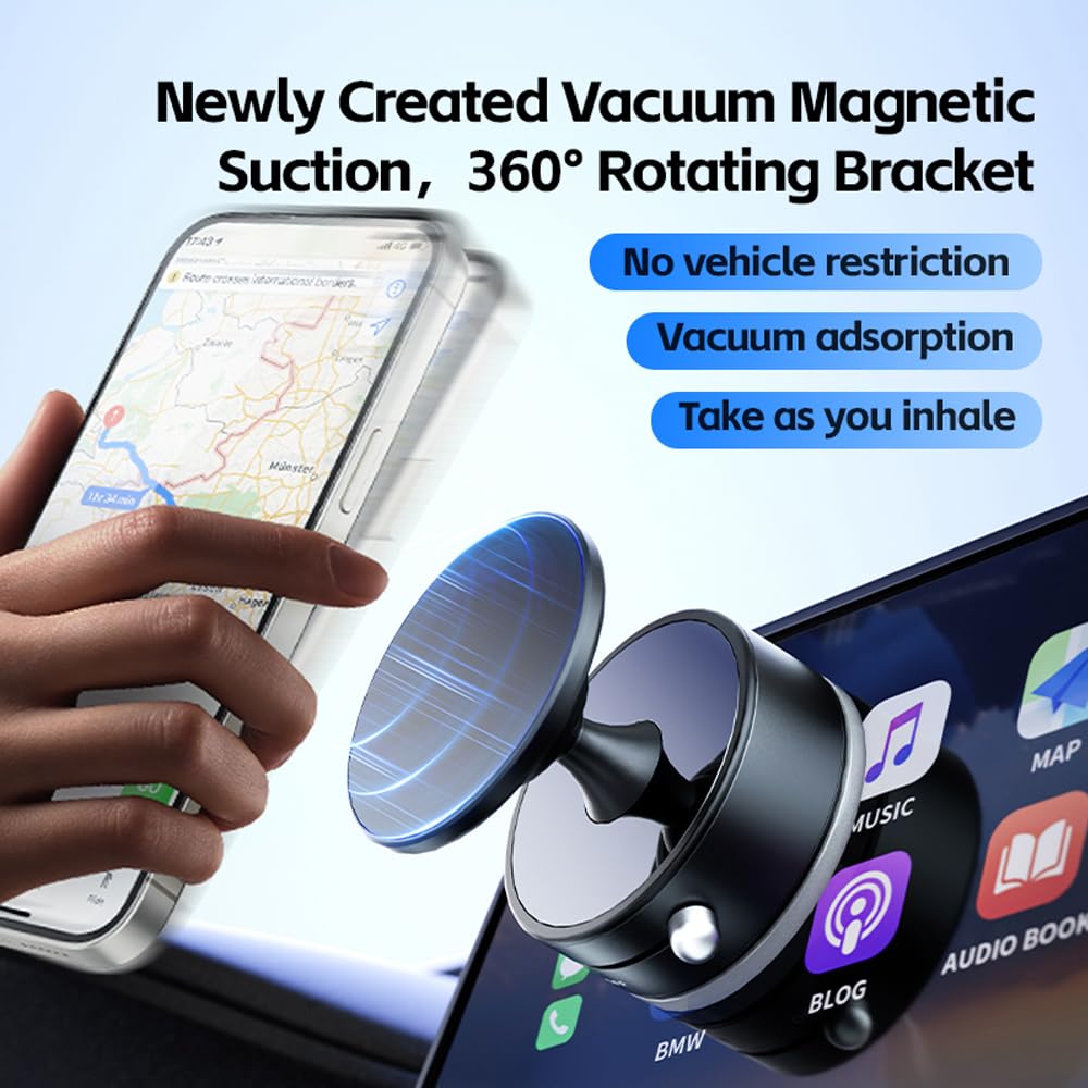 Mayten Vacuum Magnetic Phone Stand - 360Adjustable Car Phone Holder For Magsafe With Strong Suction & N54 Magnet, Portable Phone