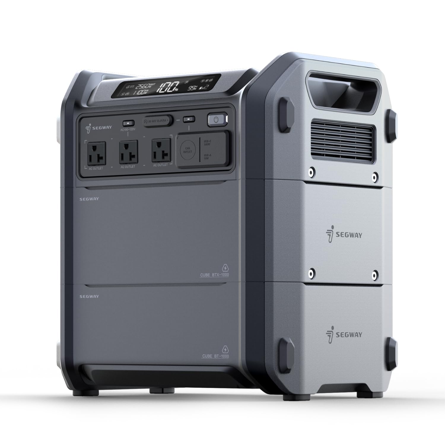 Segway Portable Power Station Cube 2000, 2200W AC Outlets, 2048Wh LiFePO4 Battery, Expandable Battery Capacity up to 5kWh Solar