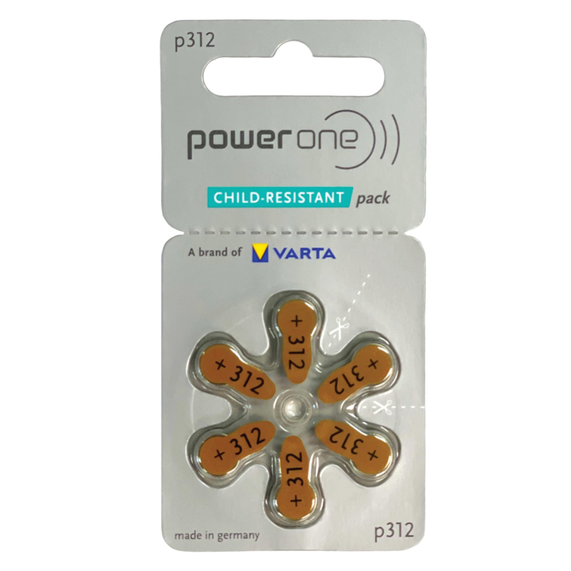 Power One Hearing Aid Batteries Size 312   P312 Battery For Hearing Aid, Long Lasting. Mercury Free 1.45V Zinc Air Hearing Aid B