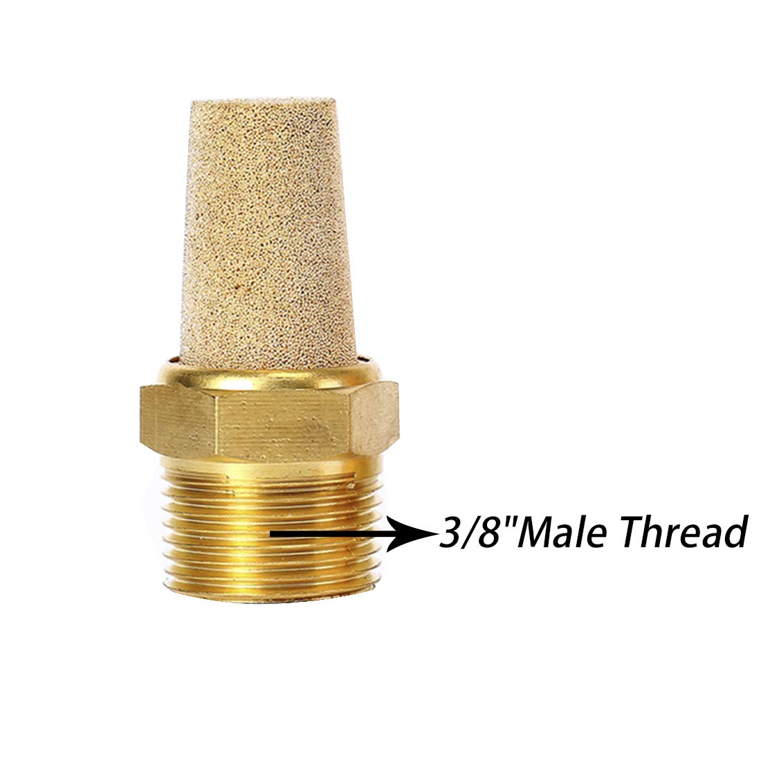 Quickun Air Pneumatic Mufflers, 3/8'' Male Thread Sintered Bronze Exhaust Muffler Silencer (Pack Of 2)