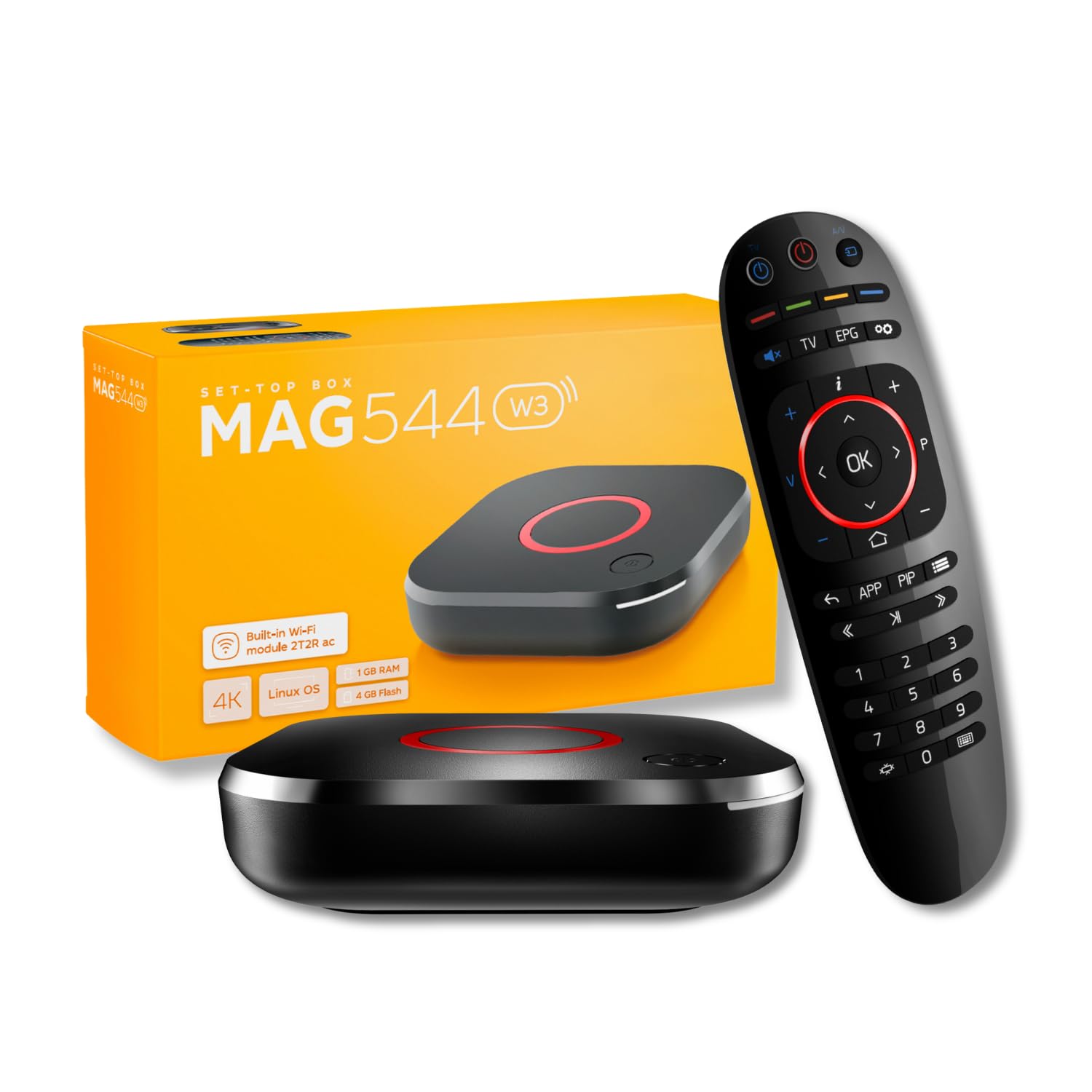 Raxxio MAG544w3 TV Set-Top Box - 4K HDR TV Streaming Device with Amlogic S905Y4 Chipset, 1GB DDR4 RAM, 4GB Flash Memory, Dolby D