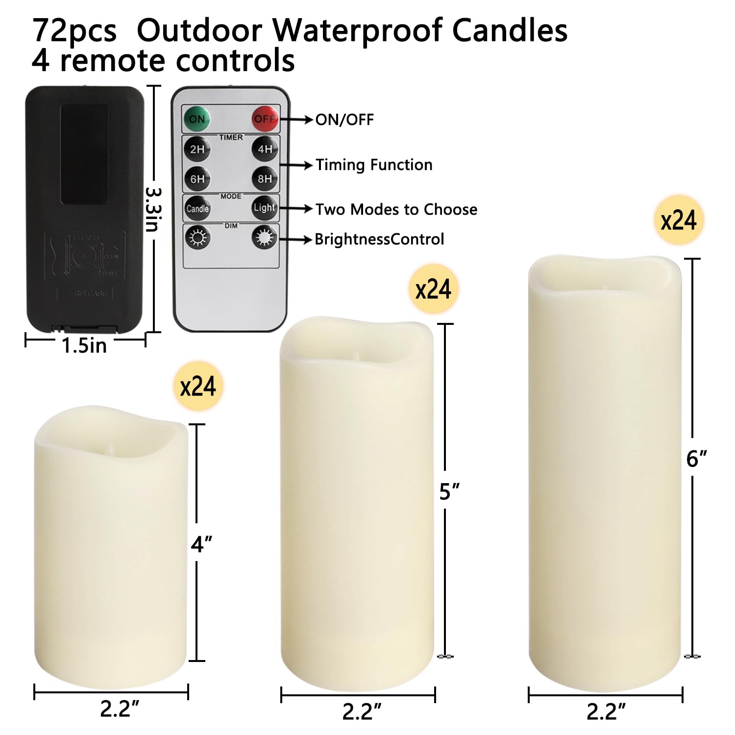 Pliadvbu Flameless Led Candles 72 Pack, Outdoor Realistic Waterproof Votive Candles With 4 Remote Control And Timer For Hallowee