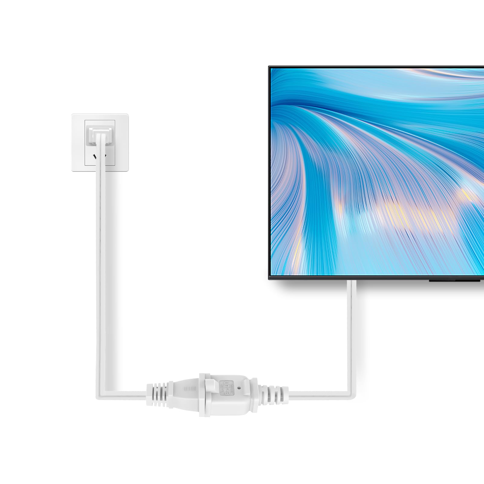 Us 2 Prong Extension Cords 3 Ft 2 Outlet White Extension Cord Cable 125V 10A Male To Female Power Cord For Nema 1 15P To 1 15R