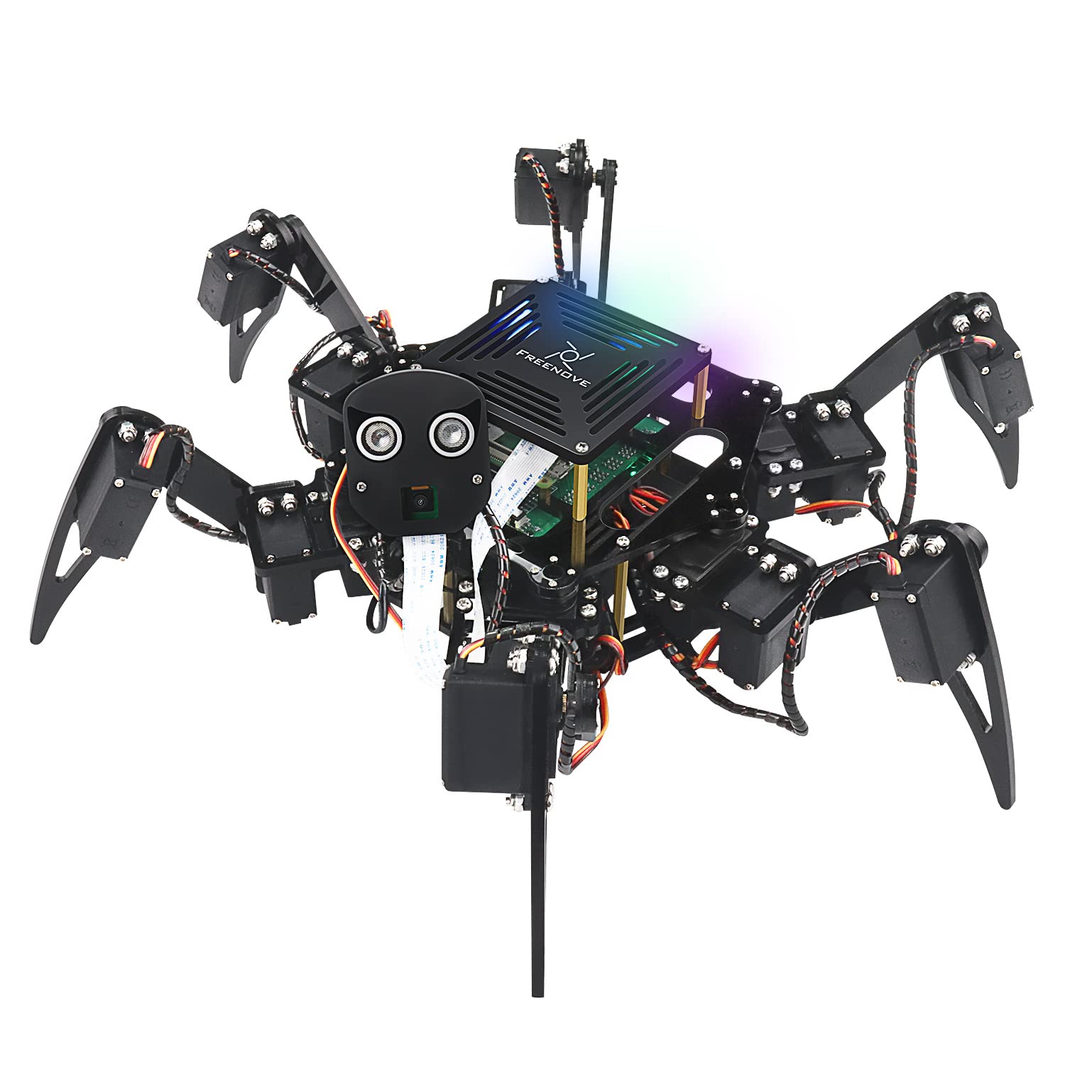 Freenove Big Hexapod Robot Kit for Raspberry Pi 5 4 B 3 B+ B A+, Walking, Self Balancing, Live Video, Face Recognition, Pan Tilt