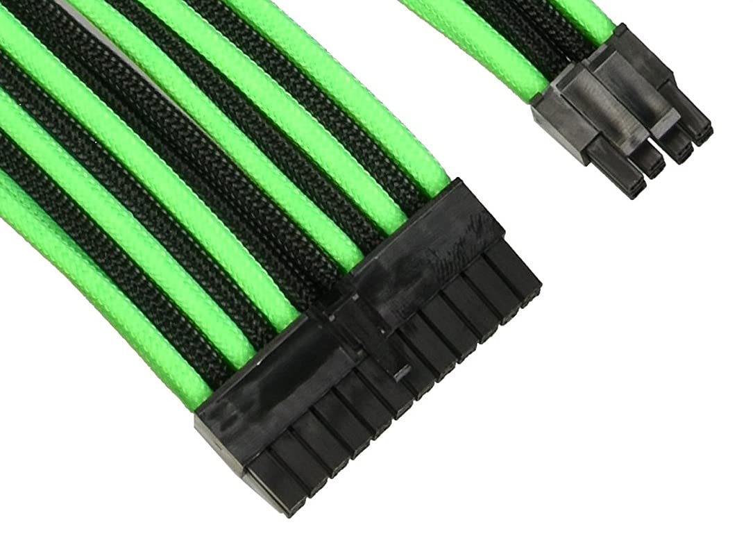 Thermaltake Ttmod Sleeve Extension Power Supply Cable Kit Atx/Eps/8 Pin Pci E/6 Pin Pci E With Combs, Green/Black Ac 034 Cn1Nan