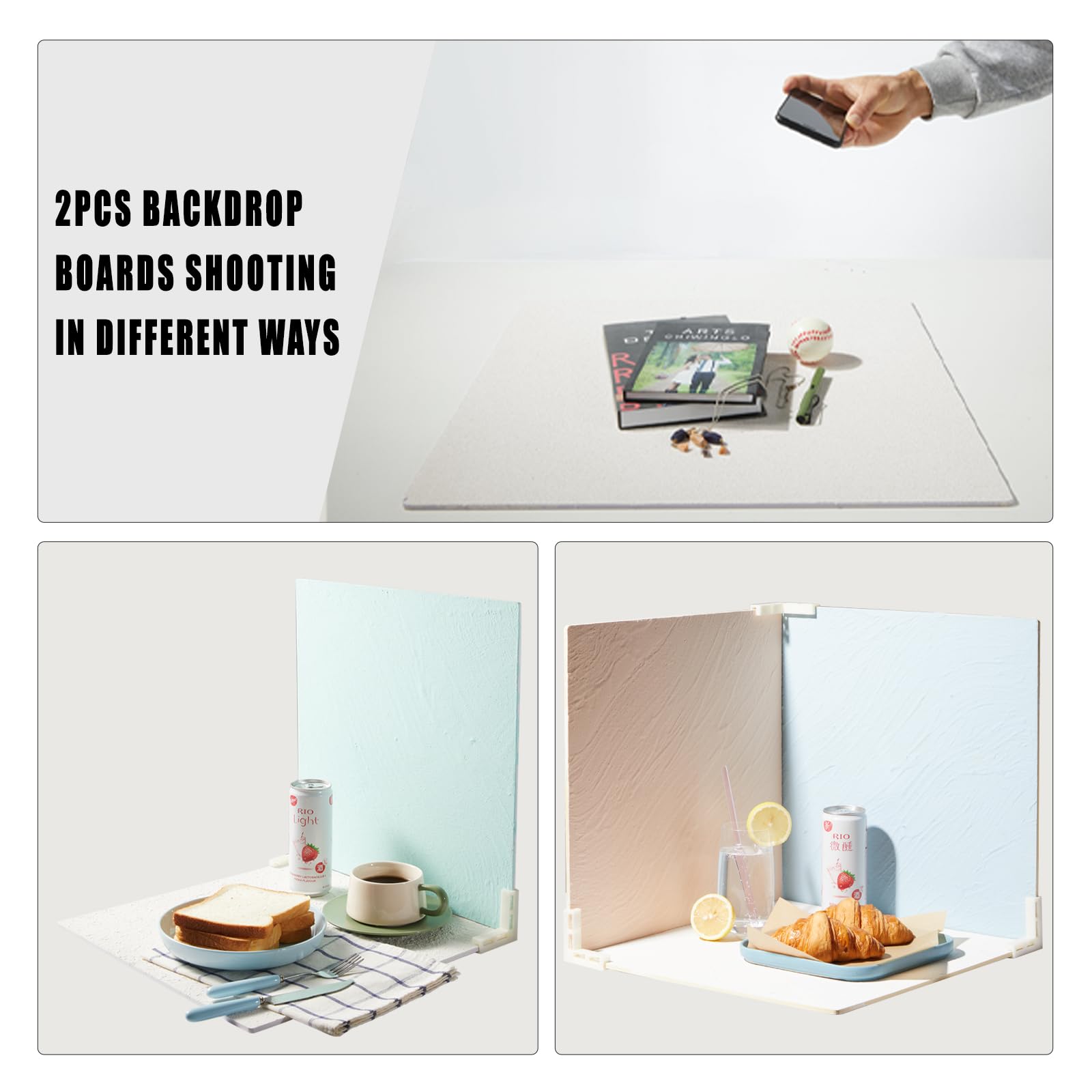 5 Pcs Cement Boards Photo Backdrop For Flat Lay, Food Photography Background 16X16 Inch, Texture Backdrop Boards For Product Foo