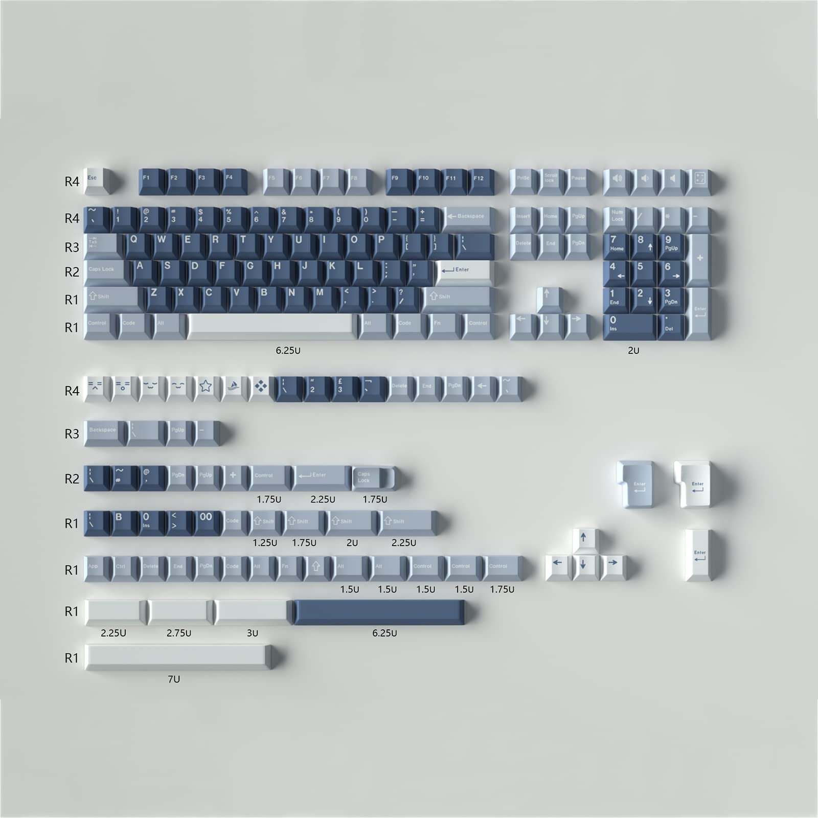 Sumgsn 172 Keys Doubleshot Keycaps Set Cherry Profile Fishing Key Caps With 7U Spacebar Fit For 61/64/87/104/108 Cherry Mx Switc