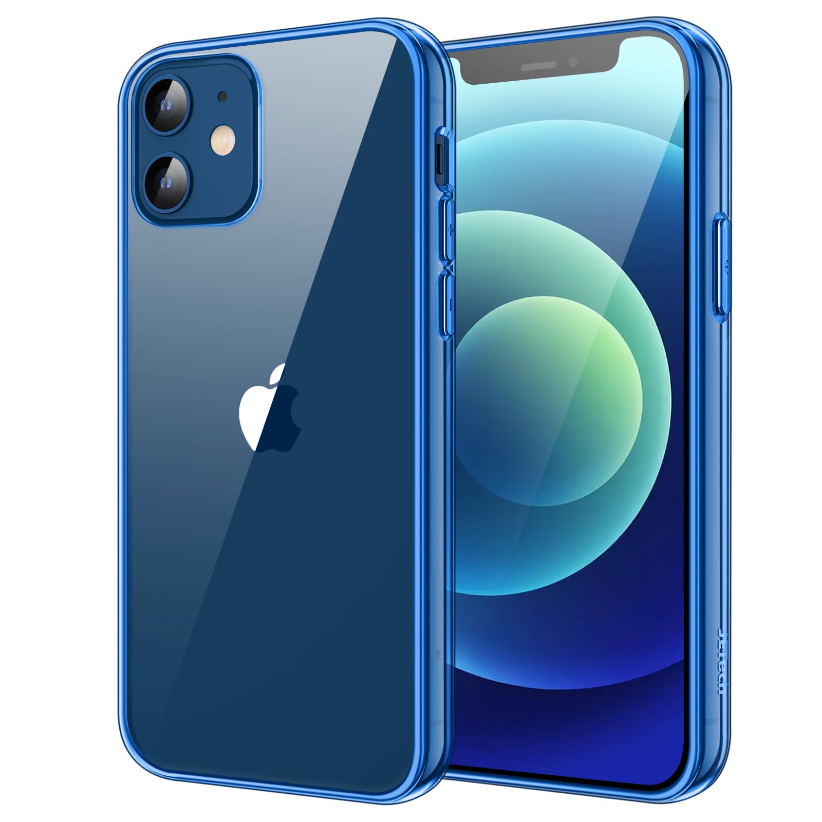 Jetech Case For Iphone 12 Mini 5.4 Inch, Non Yellowing Shockproof Phone Bumper Cover, Anti Scratch Clear Back (Blue)