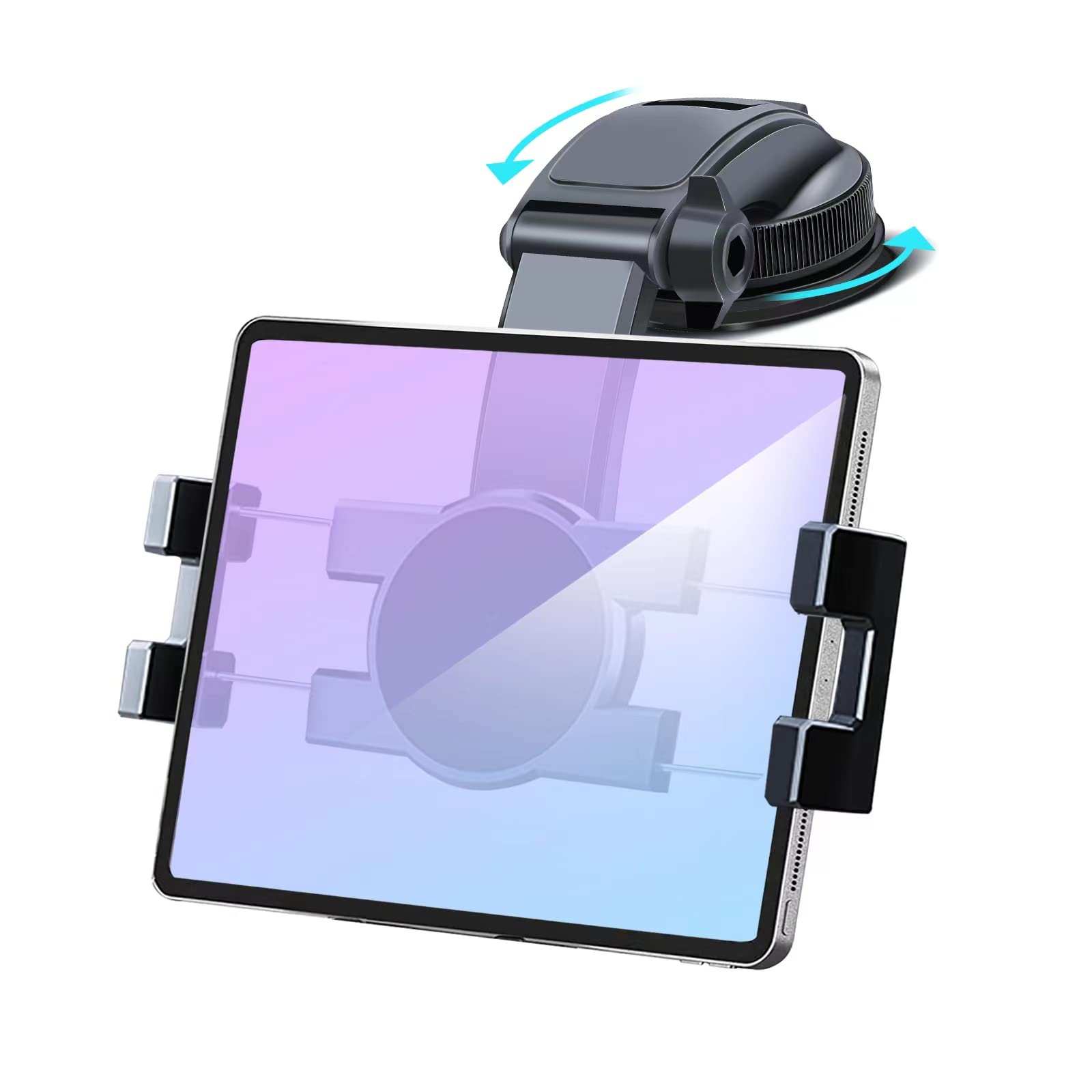Car Dashboard Tablet Mount Holder, 360 Rotatable Suction Cup With Large Clamp Dash Phone Stand For Ipad Pro 12.9/9.7/11/10.5/Air