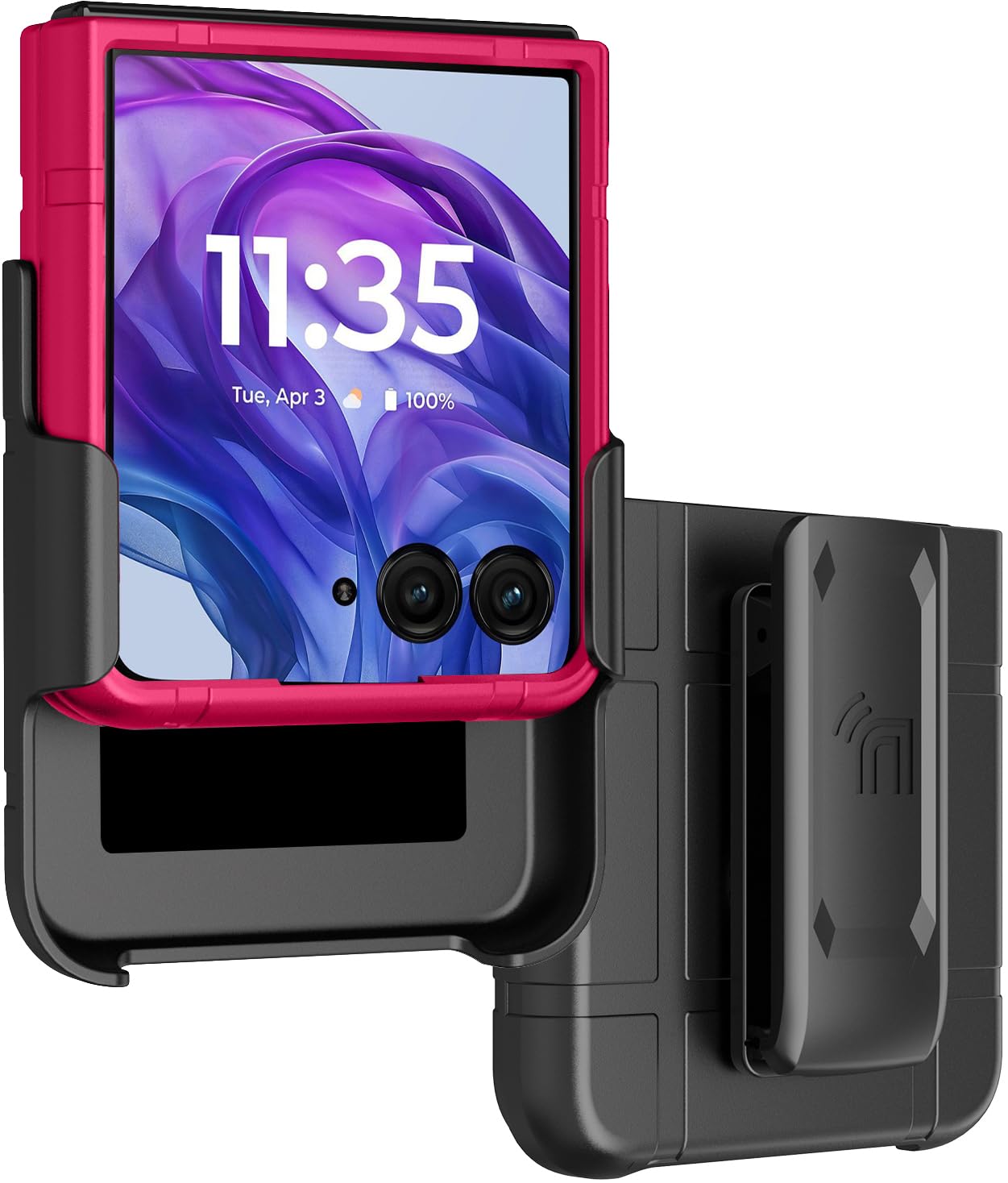 Case with Clip for Motorola RAZR+ 2024/2025, Nakedcellphone Slim Hard Shell Cover and [Rotating/Ratchet] Belt Hip Holster Holder