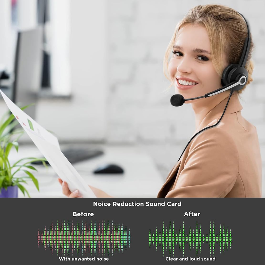 Usb A/Usb C/3.5Mm Jack 3 In 1 Pc Headset, Wired & Noise With Noise Cancelling Microphone For Laptop   Type C Computer Headphones