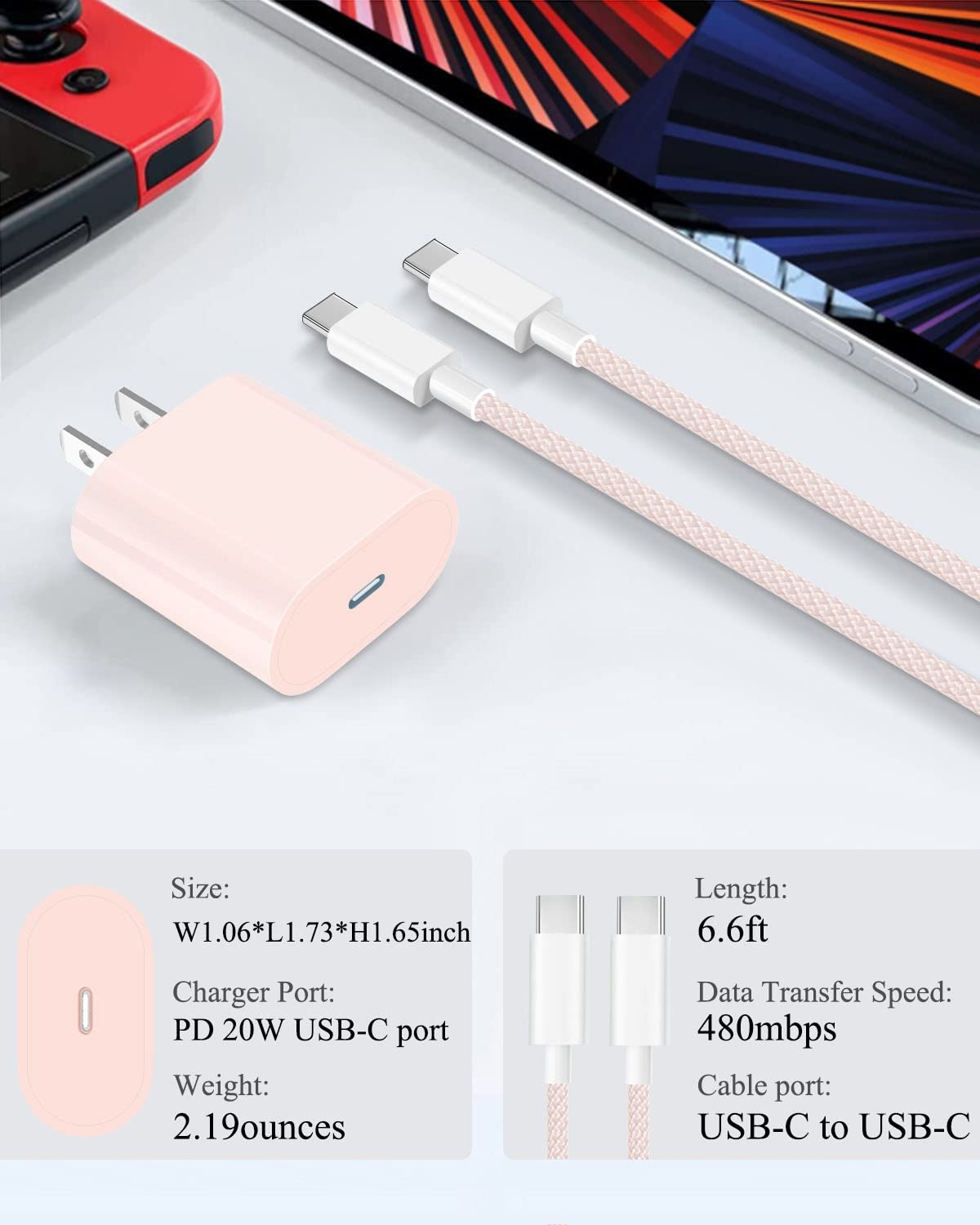 Iphone 15 Charger, 20W Usb C Charger With 6.6Ft Usb C To C Fast Charging Cable For Iphone 15 Pro/15 Pro Max/15 Plus, Ipad Pro 13