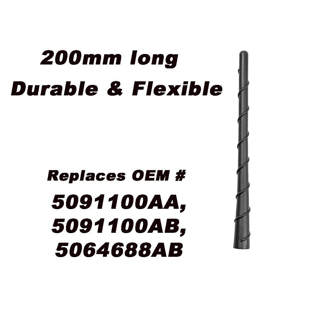 8 In Roof Radio Antenna Mast Compatible With Jeep Grand Cherokee,Cherokee, Fits Dodge Journey,Avenger,Durango,Dart 2011 2023 For 5091100 Aa,5064688Ab Durable Flexible Rubber Replacement Antenna