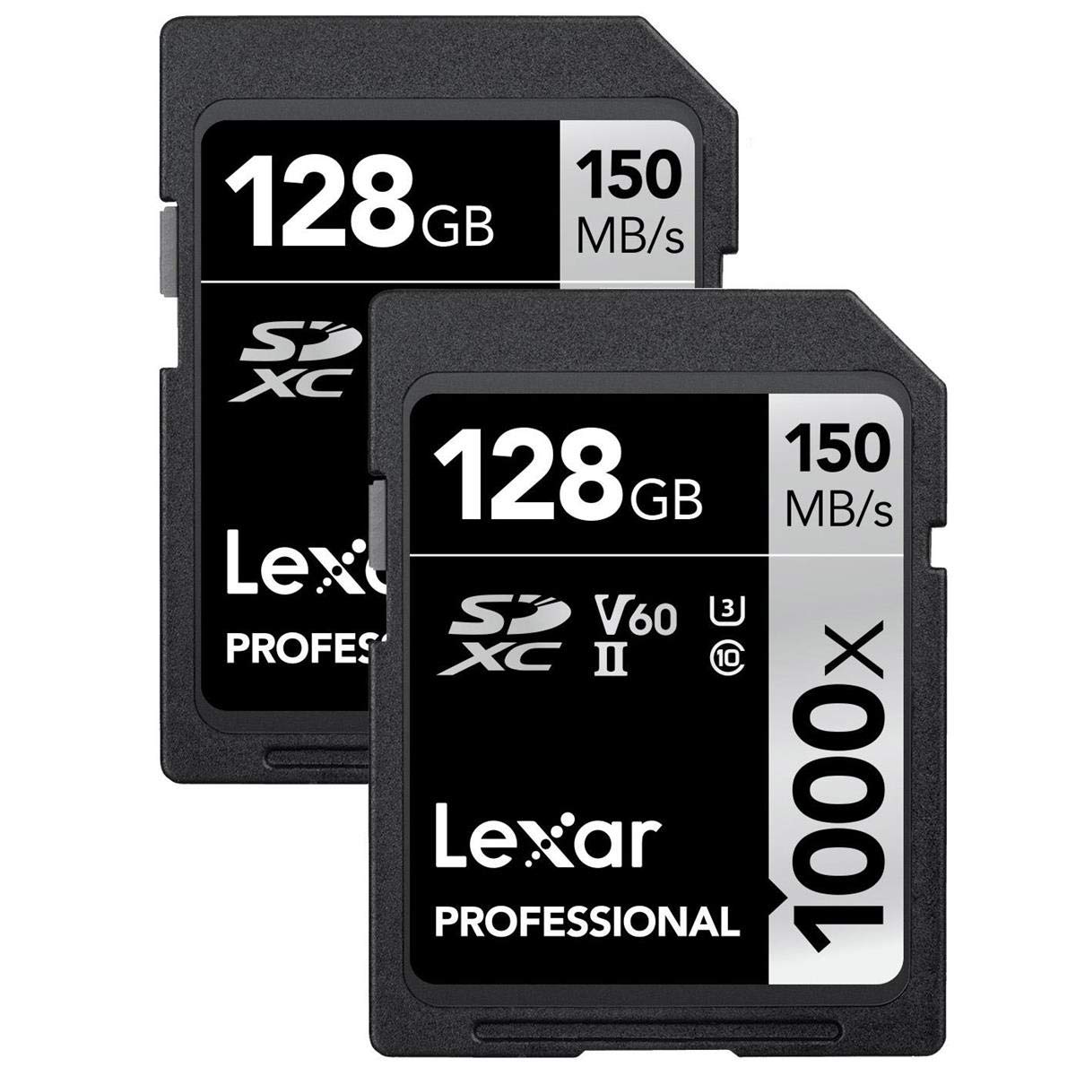 Lexar Professional 1000X 128GB (2-Pack) SDXC Uhs-II Cards