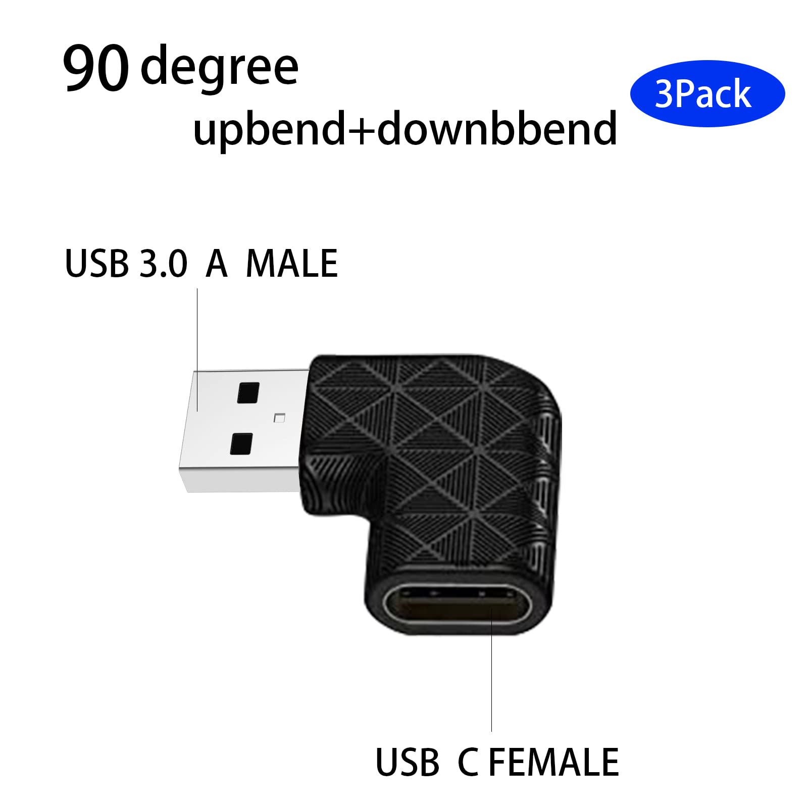 SMALLElectric USB-C Female to USB-A Male 90 Degree Right Angle Power Adapter