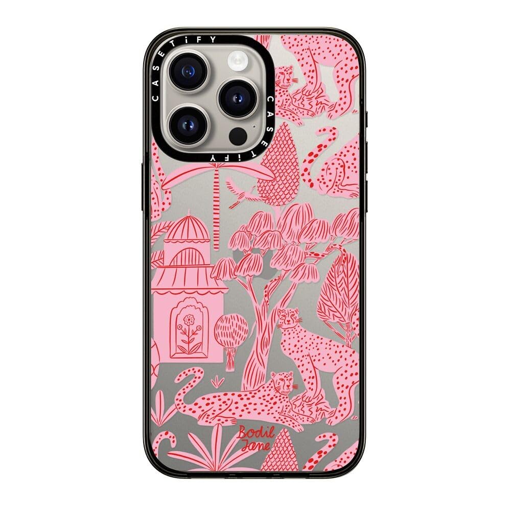 Casetify Compact Case For Iphone 15 Pro Max [2X Military Grade Drop Tested / 4Ft Drop Protection]   Cheetah Paradise Pink   Clea