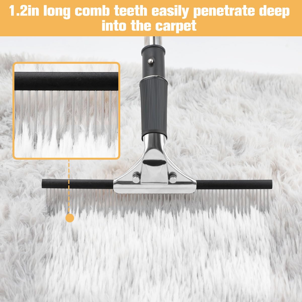 Astfys Big Carpet Rake With Long Handle, Making Carpets Fluffy Again, Clean Hair, Let Carpet Restore Softness