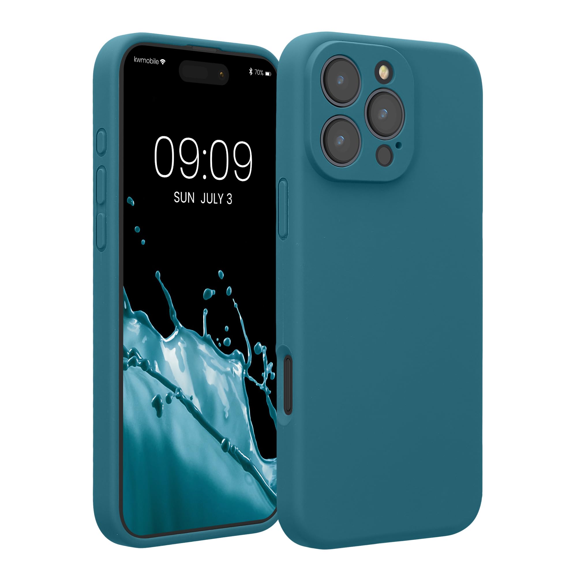 kwmobile Case Compatible with Apple iPhone 16 Pro Max Case - Slim TPU Silicone Phone Cover - Soft Touch Finish - Teal Matte