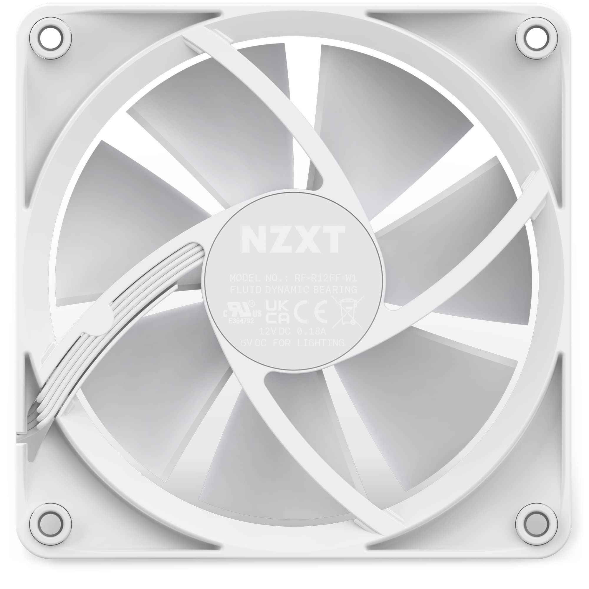 Nzxt F120 Rgb Fans   Rf R12Sf W1   Advanced Rgb Lighting Customization   Whisper Quiet Cooling   Single (Rgb Fan & Controller Re