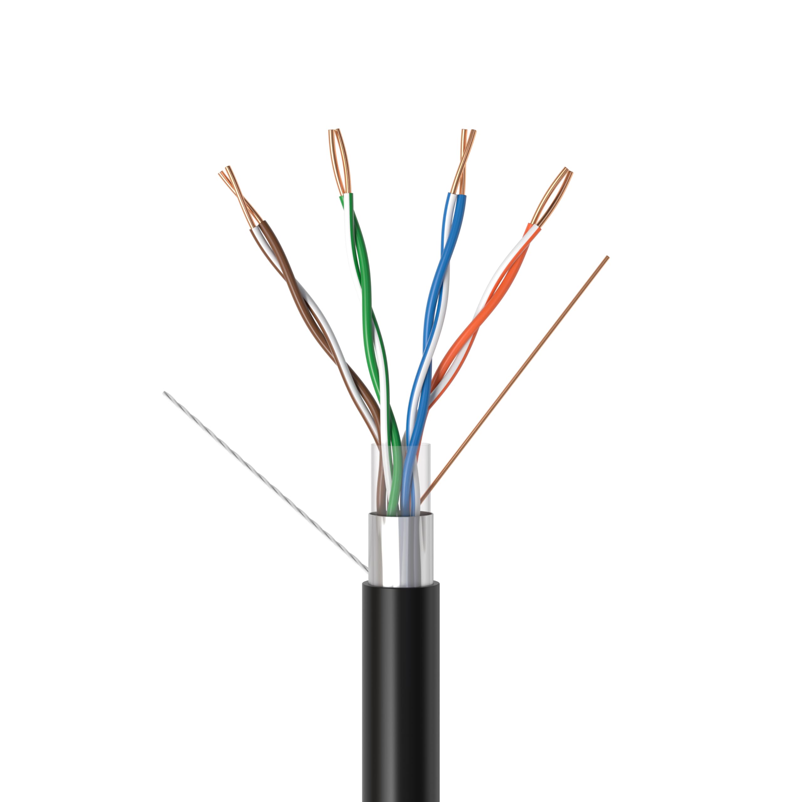 Cables Direct Online 1000Ft Cat5E Ftp Outdoor 24 Awg Cable Shielded Wire Solid Direct Burial Uv (1000Ft, Ftp)