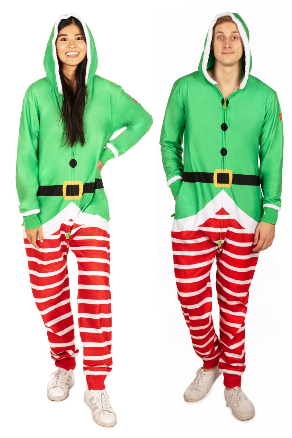 Tipsy Elves Mens Elf Jumpsuit   Green Christmas Helper Holiday Onesie Size Medium