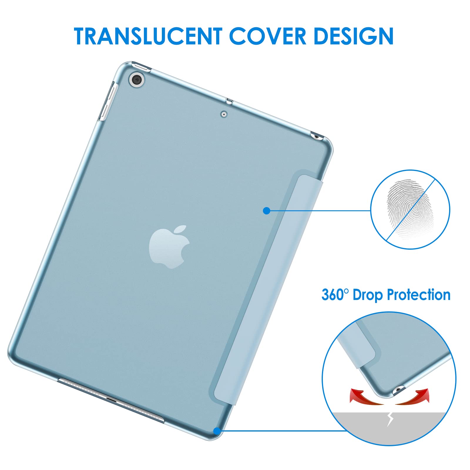 Jetech Case For Ipad (9.7-Inch, 2018/2017 Model, 6Th/5Th Generation), Smart Cover Auto Wake/Sleep (Light Blue)