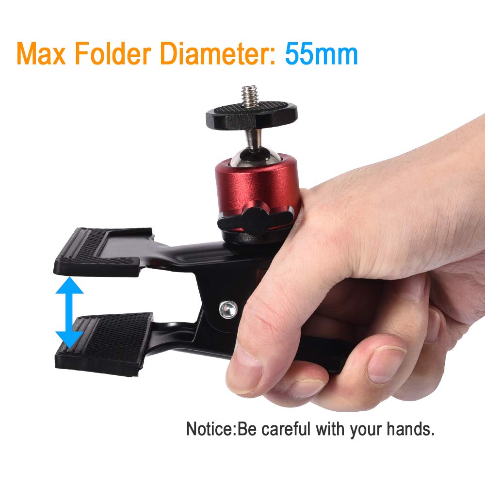 Utebit Tripod Camera Clip Clamp With 360 Degree Swivel Mini Ball Head 2 Pack Clip Camera Mount Photography Accessories Clamp 1/4'' Screw Black Spring Clamp For Dslr Video Photoshoot Studio