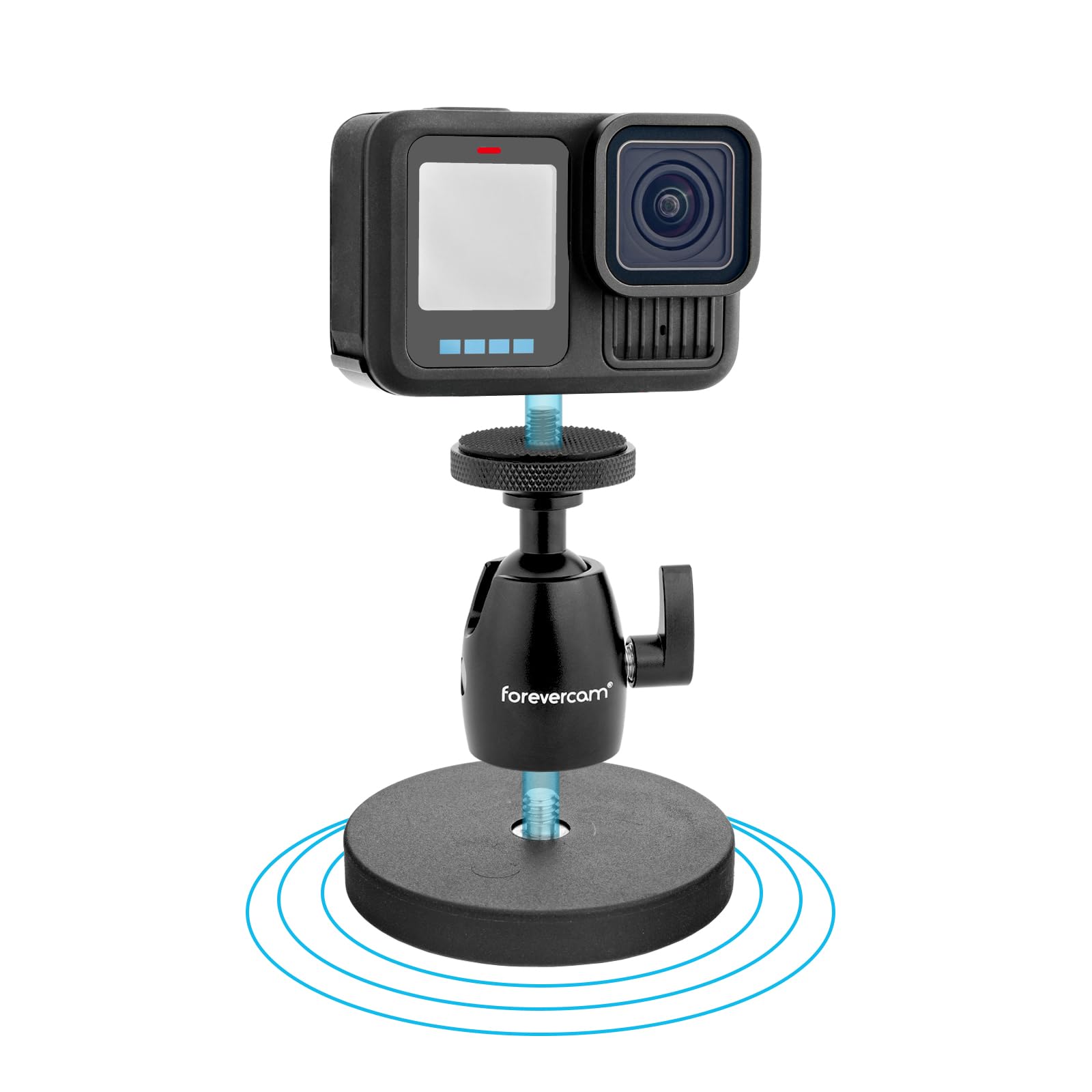 Forevercam Aluminum Magnetic Camera Mount For Gopro Hero 13/12/11/10/9/8 Insta360 Akaso Dji And Other Action Camera 360�Rotation Ball Head Gimbal 1/4 20 Lock Protector