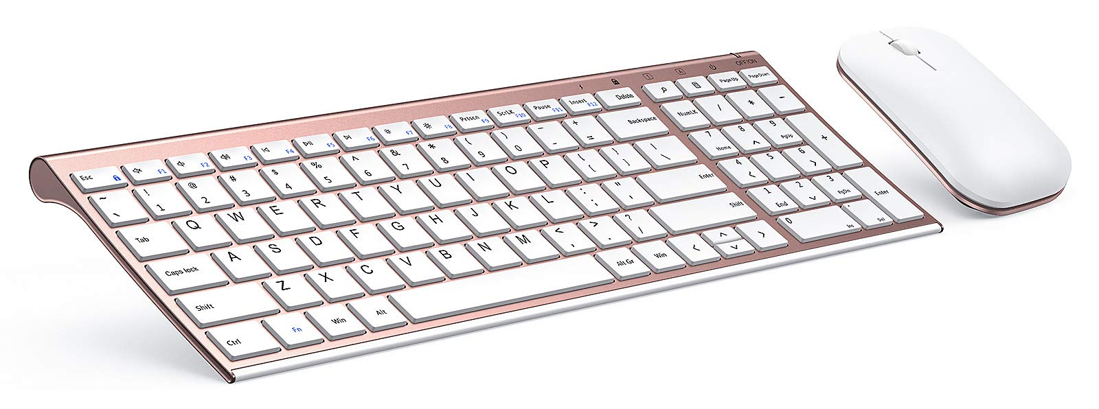 Rose Gold Wireless Keyboard Mouse, Seenda Slim Low Profile Keyboard And Mouse Set With Silent Keys Portable Size For Windows 7/8/10/11 Pc Laptop Computer