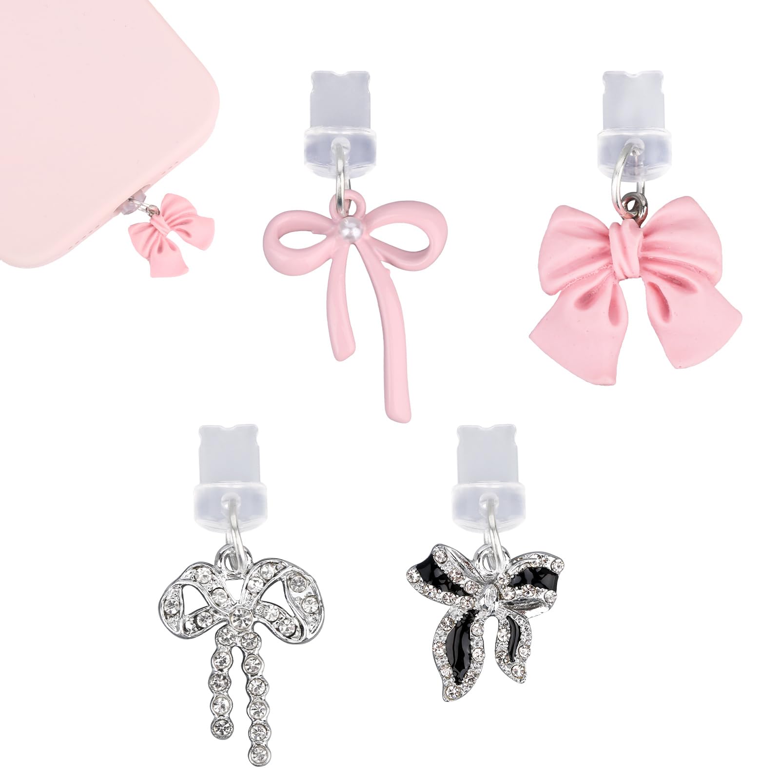 4pcs Phone Dust Plug Charms, Creative Charging Port Dust Plug Cover Protector Caps Charm for iPhone 4-14 Series Ports Practical 