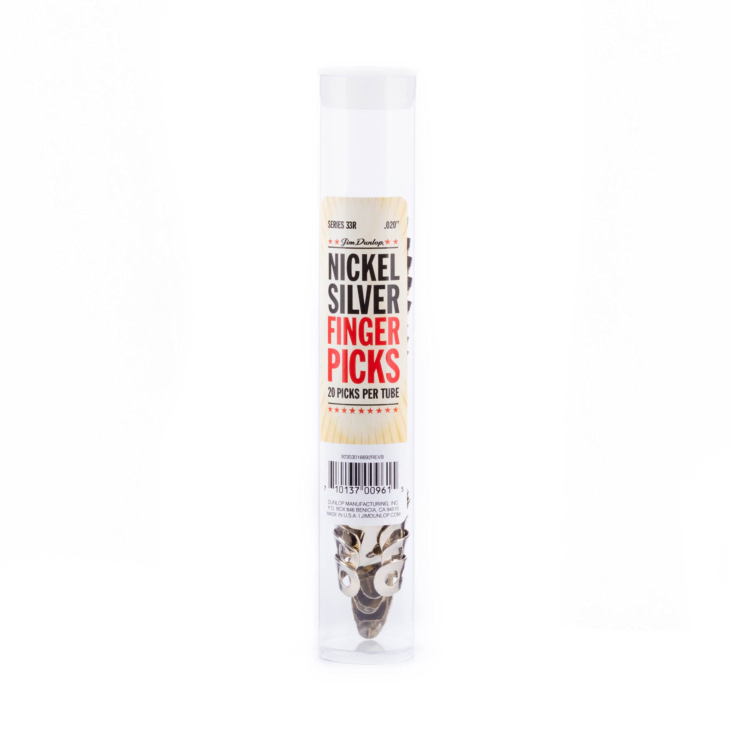 Jim Dunlop 33R.020 Nickel Silver Fingerpicks, .020', 20/Tube