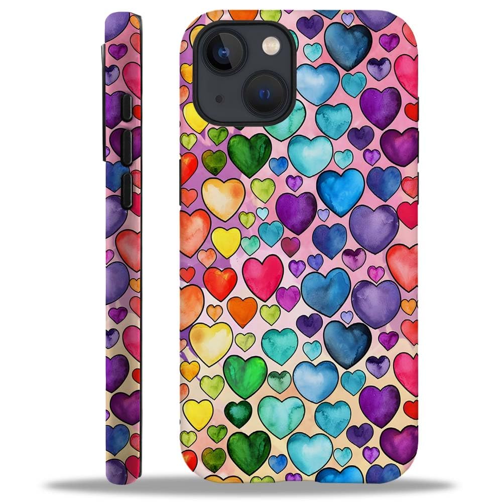 Seized Case Compatible With For Iphone 14,Colorful Heart Lovely Cute Pink Phone Case For Girl Women Boy Men,Durable Protection C