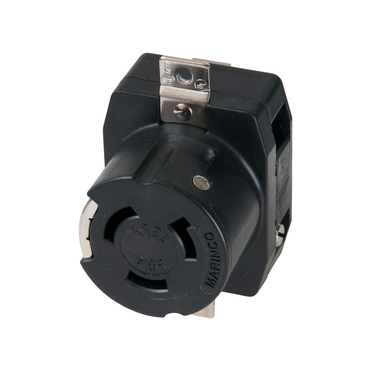 Marinco 6370Cr Marine 2 Pole 3 Wire Electrical Dockside Receptacle (50 Amp, 125 Volt, Female, Black)