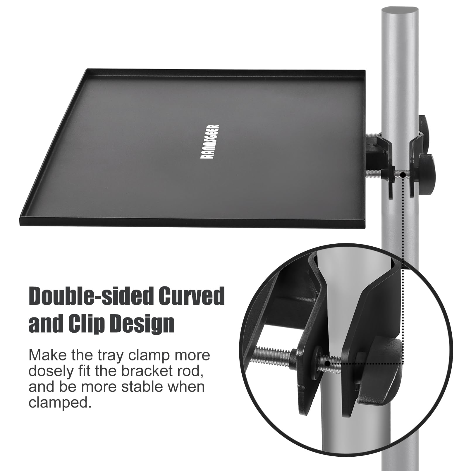 Rannsgeer Steel Tray For Microphone Stand Clamp-On (10.8 X 7.8)