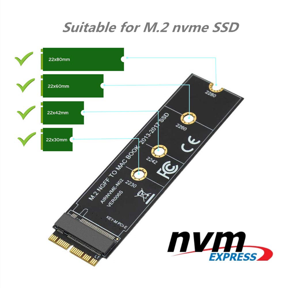 M.2 Nvme Ssd Convert Adapter Card For Upgrade Macbook Air (2013 2017)