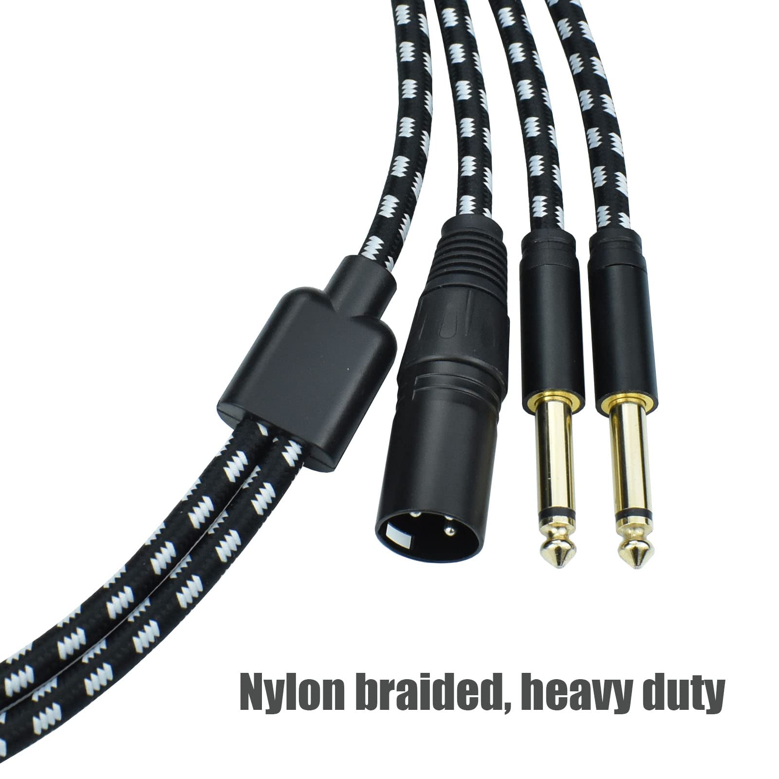 Mugteeve Dual 1/4 Ts Mono To Xlr Male Y Splitter Cable, 6.6 Feet Stereo L/R Quarter Inch To Xlr Instrument Cable, For Mixer, Ele