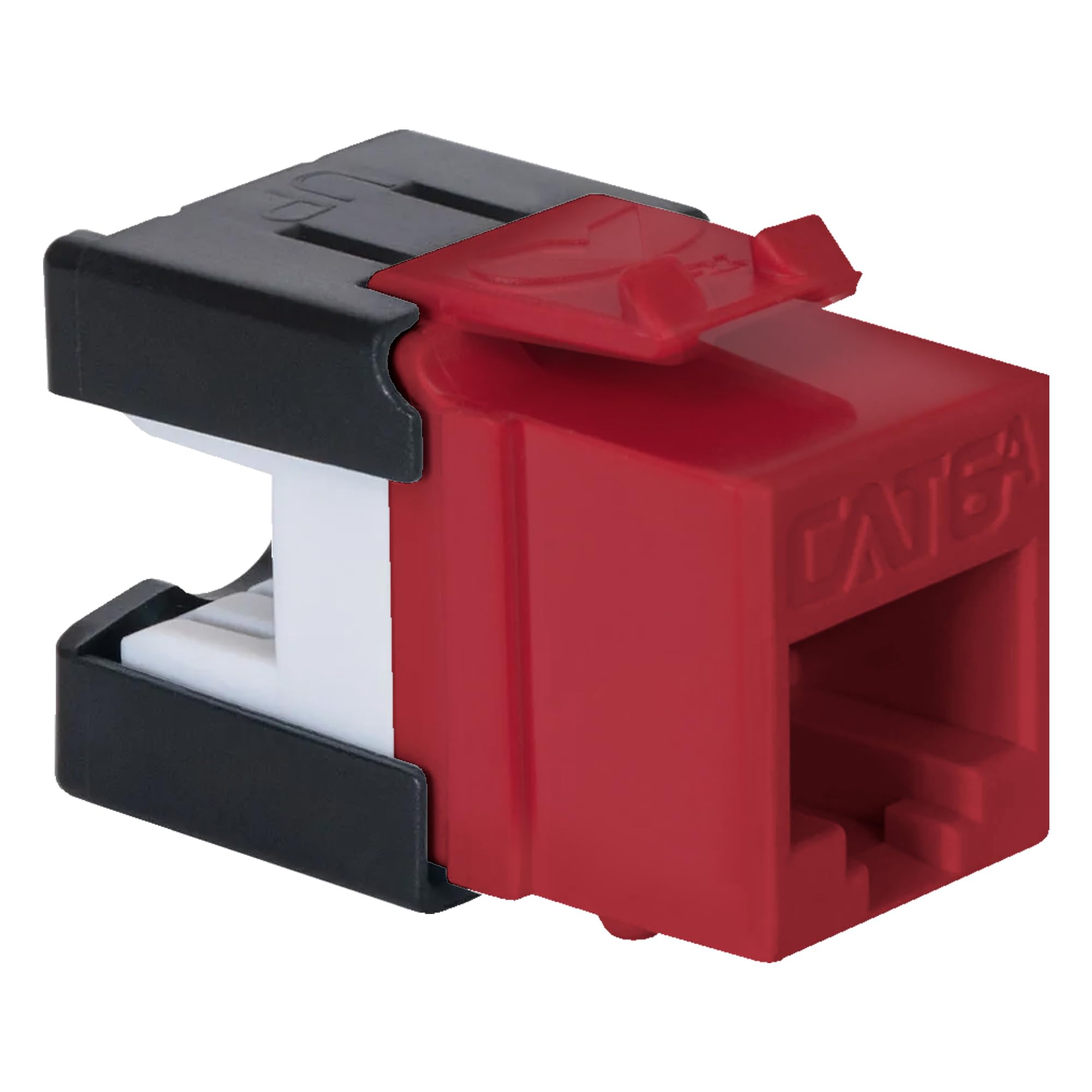 ICC CAT6A Keystone Jack with Slim Profile 180 Degree Punch Down, 10Gbps RJ45 UL Listed PoE++ TAA Compliant for Wall Plate or Patch Panel, Works with JackEasy Termination Tool, Red