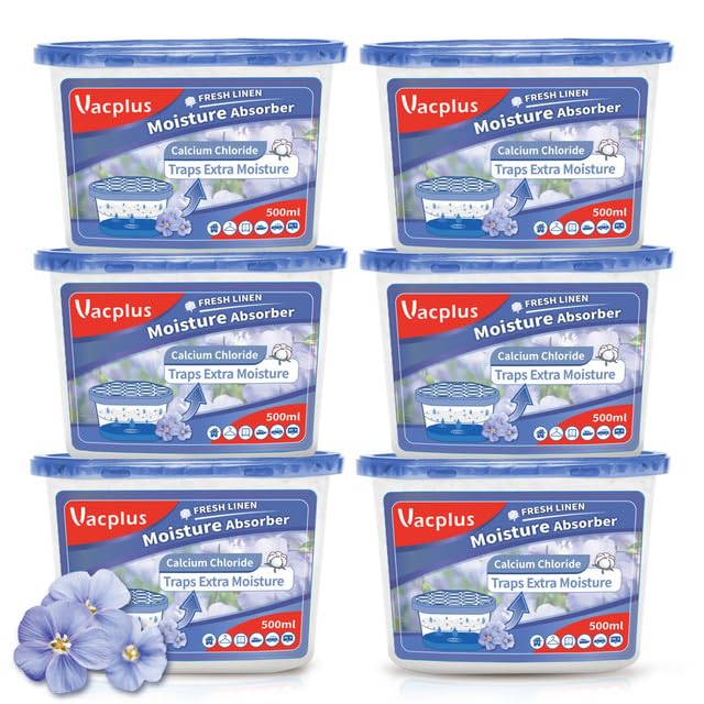 Vacplus Moisture Absorbers 6 Pack, 10.5Oz Portable Humidity Absorber Boxes For Your Bathroom, Closet & Car, Dehumidifier And Odo