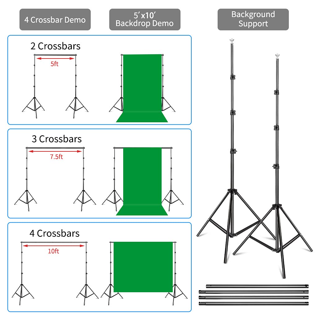 Showmaven Backdrop Stand, 6.4Ft X 10Ft Adjustable Photo Background Stand With Carry Bag For Photography Photo Video Studio, Baby
