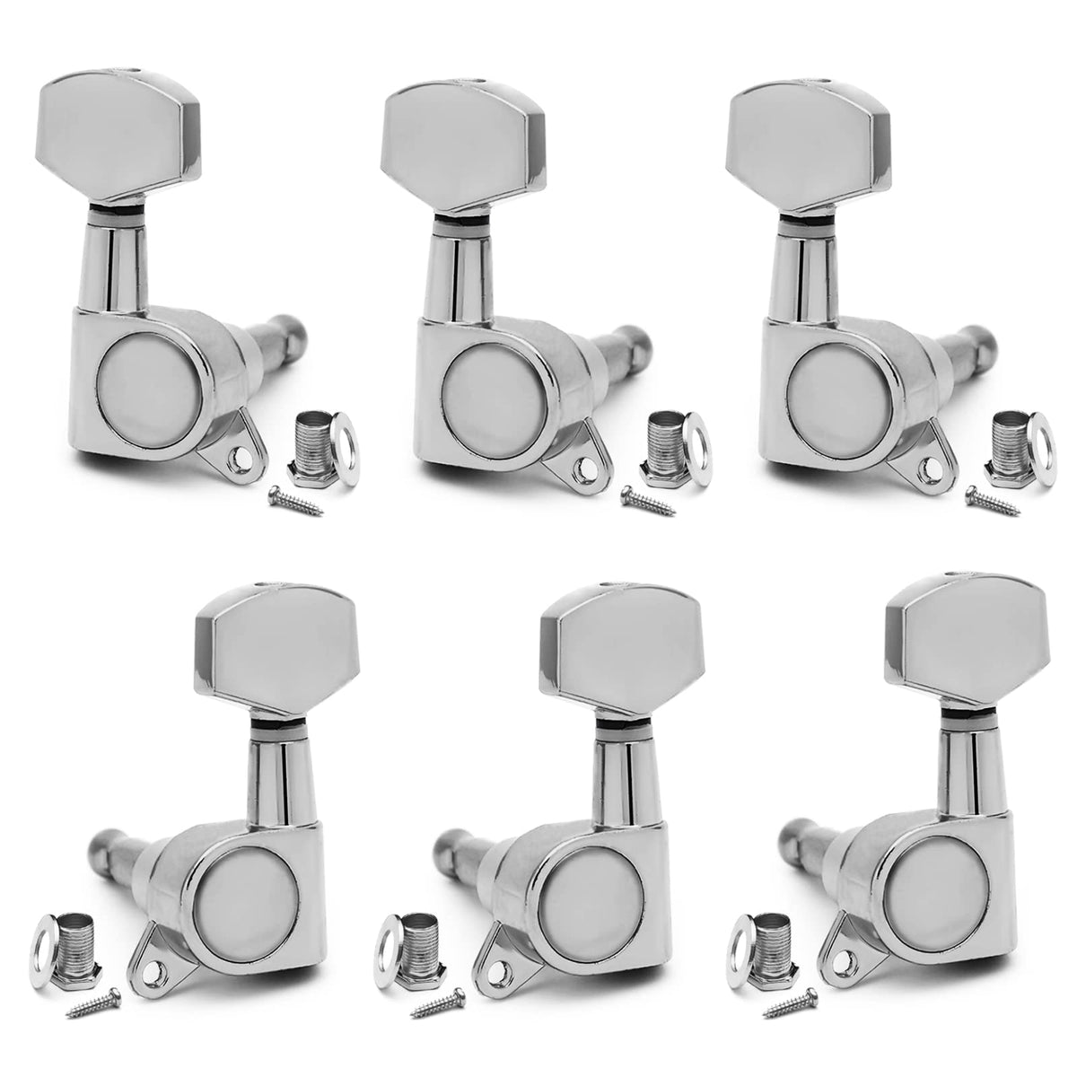 Saphue 6 Pieces 3L3R Guitar Tuner Pegs,Big Square Sealed Guitar Tuning Pegs Tuners Machine Heads,For Acoustic Or Electric Guitar