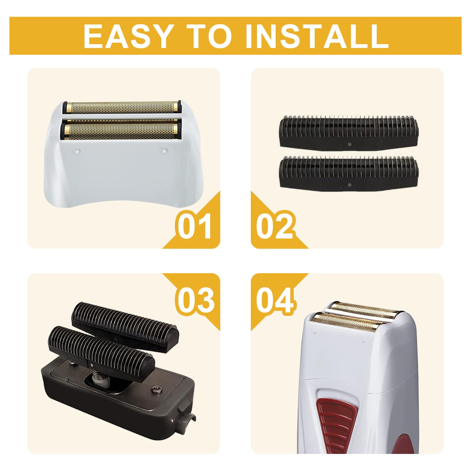 4 Pack Pro Shaver Replacement Foil And Cutters Compatible With Andis 17150(Ts 1) Shaver Profoil Lithium Replacement, Golden