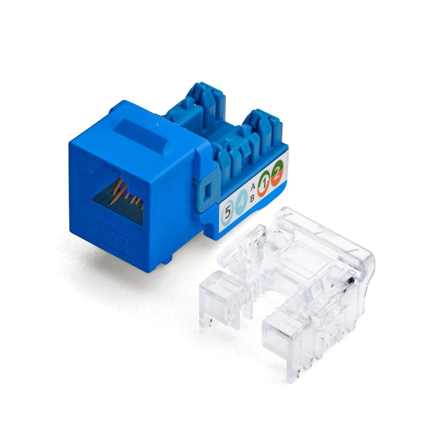 Truecable Cat6 Keystone Jack, Unshielded (Utp), 90 Degree Punch Down, Poe++ (4Ppoe) 100W, Ul Listed, Etl Verified, Ansi/Tia Certified, Modular Rj45 Female, Blue, 12 Pack