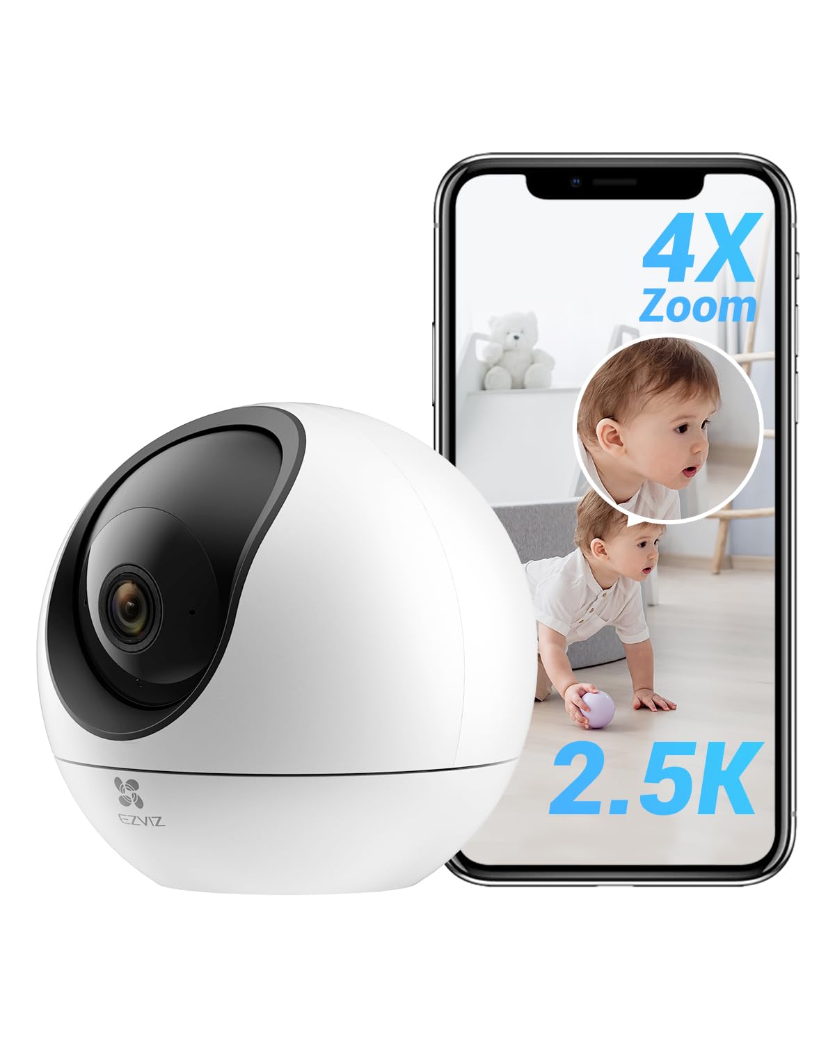 Ezviz 4Mp Indoor Camera, Pan/Tilt Baby Pet Monitor With Ai Human And Pet Detection, Voice Activity Detection, Waving Hand Recogn