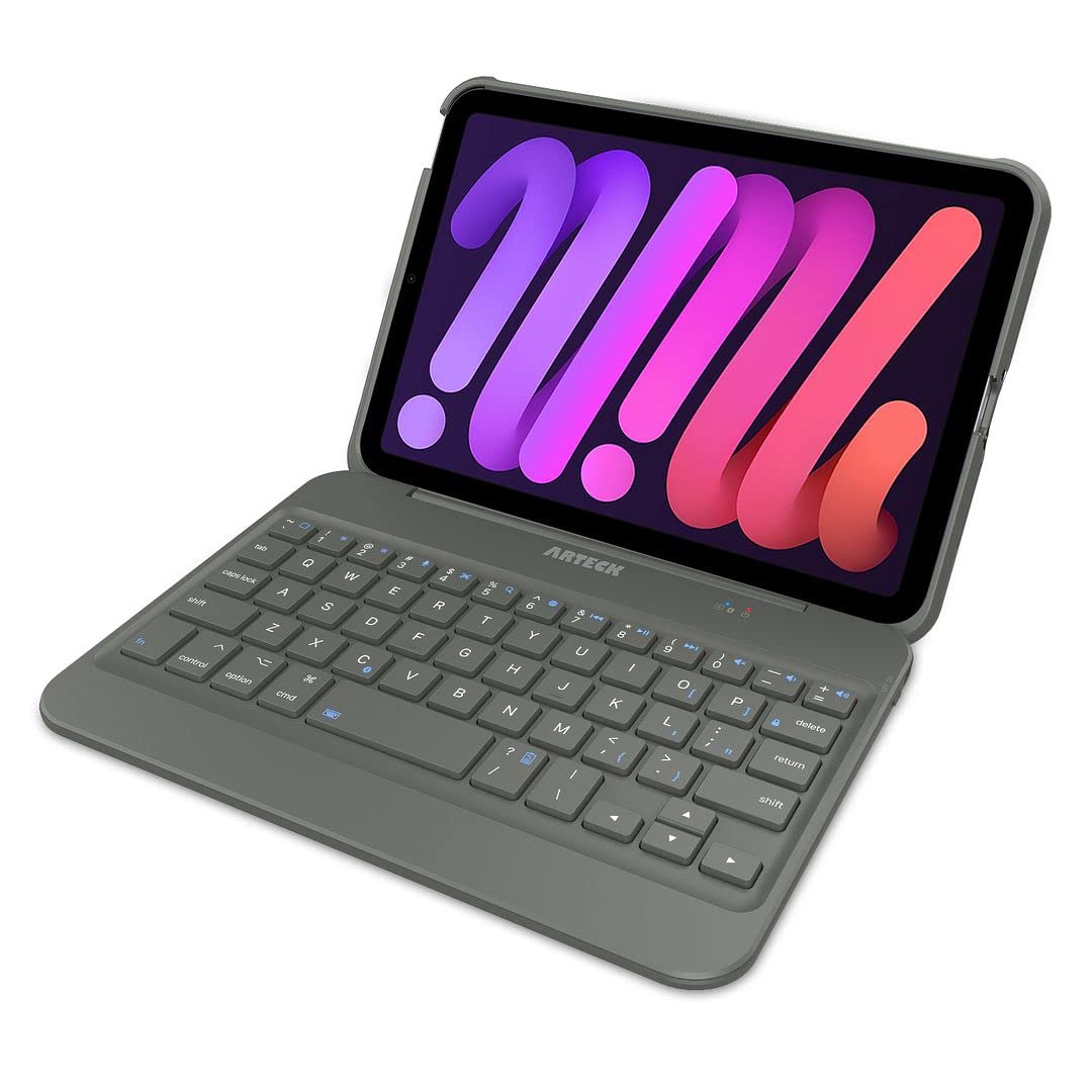 Arteck Bluetooth Keyboard Case For Ipad Mini 6, 8.3 Inch, With 130 Degree Swivel Rotating Stand, Shockproof Protection, Auto Sle