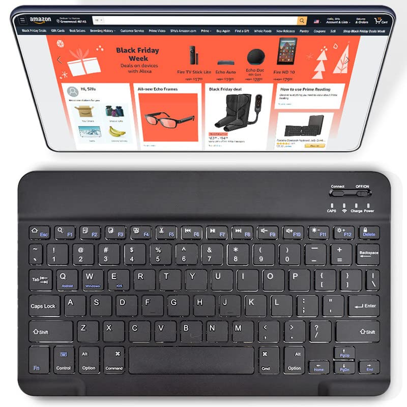 Detuosi Universal 10 Inch Wireless Keyboard, (0.23 Inch) Ultrathin Slim Lightweight Travel Portable, 10.1'' Multi Device Wireles